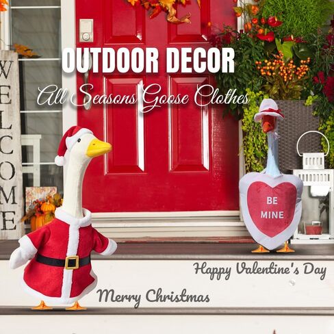 8 Set Porch Goose Outfits, Seasonal Holiday Summer Fall Halloween Christmas Thanksgiving Day Valentine Goose Clothes for 23" Cement Statue Patio Outdoor Decoration, Yard Goose Outfits in Kuwait