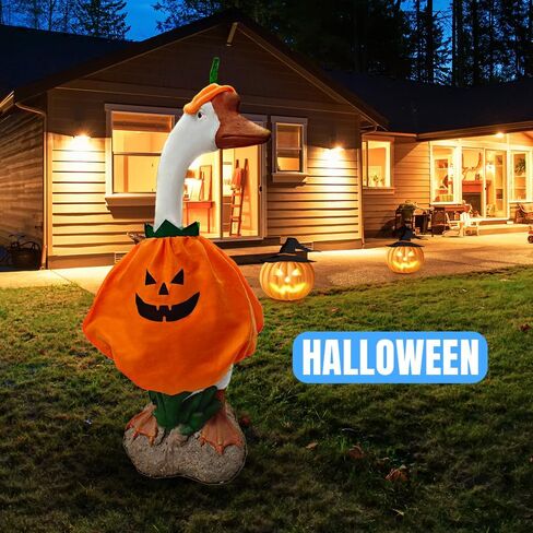 8 Set Porch Goose Outfits, Seasonal Holiday Summer Fall Halloween Christmas Thanksgiving Day Valentine Goose Clothes for 23" Cement Statue Patio Outdoor Decoration, Yard Goose Outfits in Kuwait