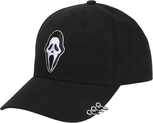قبعة بيسبول سوداء للرجال مطرزة بشخصية Ghostface من Bioworld in Saudi Arabia