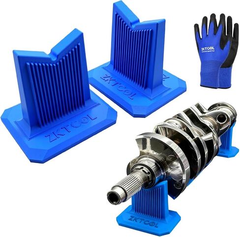 ZKTOOL 2Pce Engine Repair Crankshaft Stands | Universal Fit | Chemical Resistant | Non-Slip Pads | Safely Supports Crankshaft | (Blue) in Saudi Arabia
