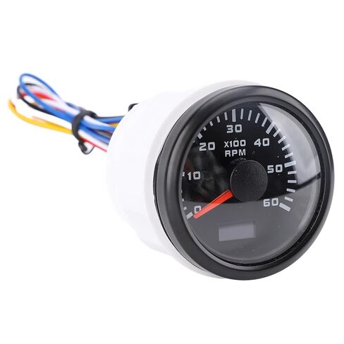 Tachometer Gauge, 52mm 2inch Car 6000RPM Automotive Tachometer with Hour Meter, 7 Color Backlight RPM Meter Kit for Truck Tractor Car RV Boat (Black Dial Silver Cover CX6227) in Saudi Arabia