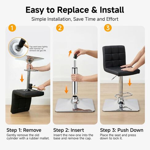 MASTERY MART 19.5" to 28" Adjustable Gas Lift Cylinder Replacement, Heavy Duty 1000 Lbs Hydraulic Pneumatic Shock, Chair Height Extender for Bar Stool, Office Chair Cylinder Replacement (Silver) in Saudi Arabia