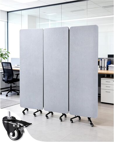 Acoustic Wall Partition， 118“ x 66“ Soundproof Room Divider with Wheels- 5 Panel Portable Privacy Partition, Freestanding Temporary Wall for Office, Studio, School, Hospital (5) in Saudi Arabia