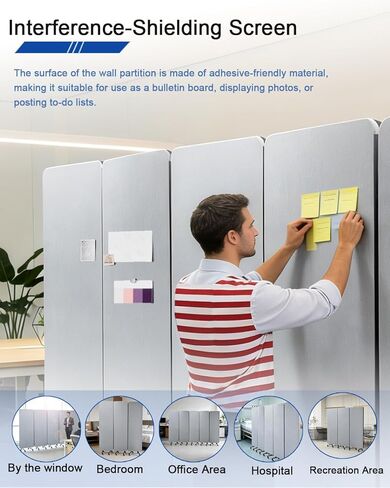 Acoustic Wall Partition， 118“ x 66“ Soundproof Room Divider with Wheels- 5 Panel Portable Privacy Partition, Freestanding Temporary Wall for Office, Studio, School, Hospital (5) in Saudi Arabia