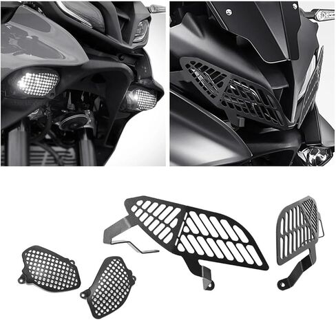 واقي المصابيح الأمامية باللون الأسود غير اللامع متوافق مع Yamaha Tracer 9 Tracer9 GT 2021 2022 غطاء حماية للشواية لإضاءة رأس الدراجة النارية in Kuwait