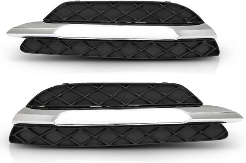 PIT66 Fog Light Cover Trim Daytime Running Light Cover Compatible with Benz C250 C300 C350 2012-2015, Fit Model W/O AMG & Sport Package 2048803224, 2048803324, MB1038117, MB1039117 Chrome Black in Saudi Arabia