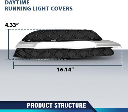 PIT66 Fog Light Cover Trim Daytime Running Light Cover Compatible with Benz C250 C300 C350 2012-2015, Fit Model W/O AMG & Sport Package 2048803224, 2048803324, MB1038117, MB1039117 Chrome Black in Saudi Arabia