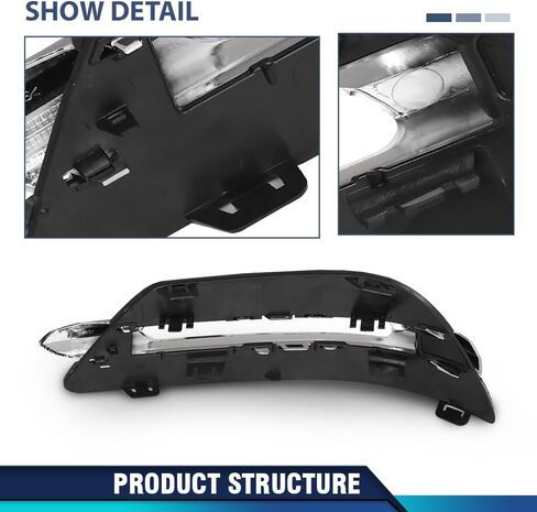 PIT66 Fog Light Cover Trim Daytime Running Light Cover Compatible with Benz C250 C300 C350 2012-2015, Fit Model W/O AMG & Sport Package 2048803224, 2048803324, MB1038117, MB1039117 Chrome Black in Saudi Arabia