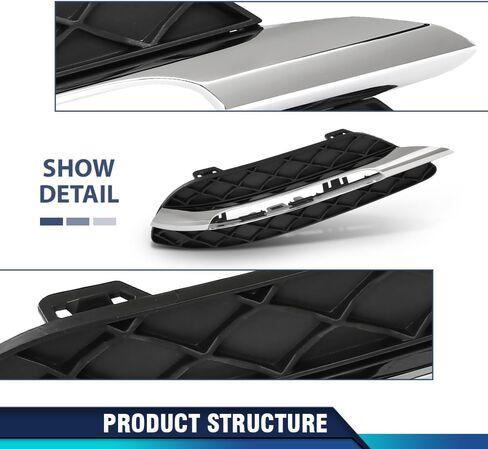PIT66 Fog Light Cover Trim Daytime Running Light Cover Compatible with Benz C250 C300 C350 2012-2015, Fit Model W/O AMG & Sport Package 2048803224, 2048803324, MB1038117, MB1039117 Chrome Black in Saudi Arabia