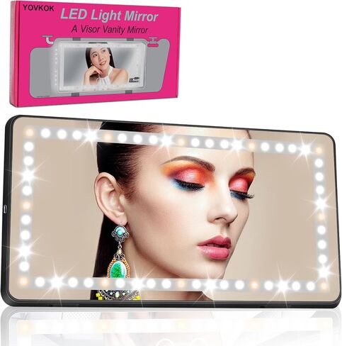 مرآة زينة بواقي من الشمس، مرآة مكياج للسيارة مع 3 أوضاع إضاءة و60 مصباح LED، شاشة تعمل باللمس قابلة لإعادة الشحن، ملحقات سيارة للنساء والفتيات، عالمية لسيارات الدفع الرباعي in Kuwait