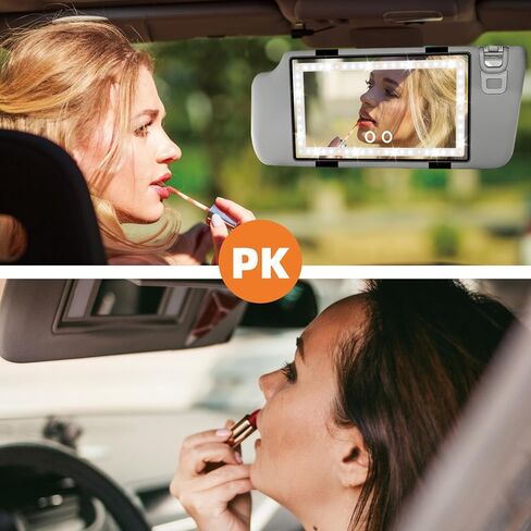 مرآة زينة بواقي من الشمس، مرآة مكياج للسيارة مع 3 أوضاع إضاءة و60 مصباح LED، شاشة تعمل باللمس قابلة لإعادة الشحن، ملحقات سيارة للنساء والفتيات، عالمية لسيارات الدفع الرباعي in Kuwait