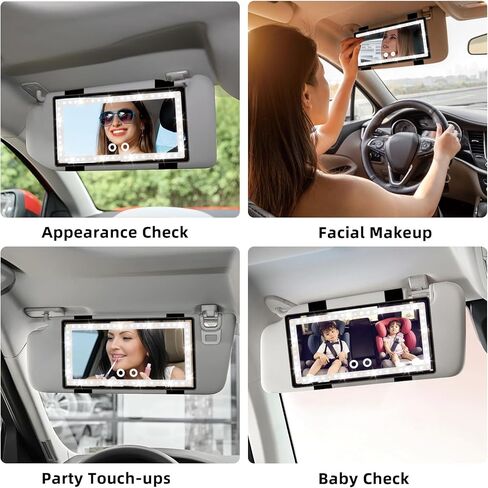 مرآة زينة بواقي من الشمس، مرآة مكياج للسيارة مع 3 أوضاع إضاءة و60 مصباح LED، شاشة تعمل باللمس قابلة لإعادة الشحن، ملحقات سيارة للنساء والفتيات، عالمية لسيارات الدفع الرباعي in Kuwait