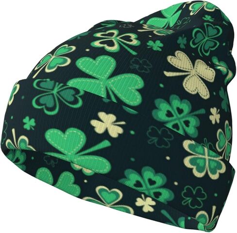 St. Patrick's Day Clover and Shamrocks Beanie Hats Men Women Knit Soft Warm Winter Hat Ski Stocking Caps in Saudi Arabia