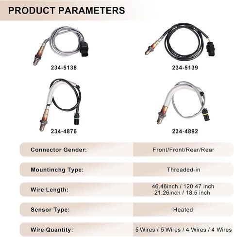 مستشعر الأكسجين O2 المنبع يناسب BMW 128i 08-13، 328i XDrive Luxury Modern 07-13، 328xi 07-08، 328i XDrive 13 09-11، 128i M 2013، استبدال 234-5138 234-5139 234-4876 234-4892 4 قطع in Saudi Arabia