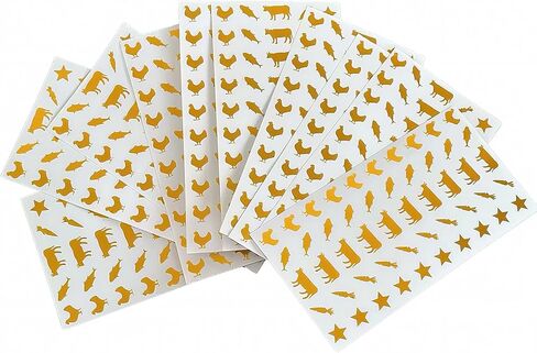 Small Food & Animal Stickers for Wedding Place Cards, Meal Choice Labels, DIY Projects – Cow, Fish, Chicken, Carrot, Star Designs Black 10 Sheets Set（500-Pack） in Saudi Arabia