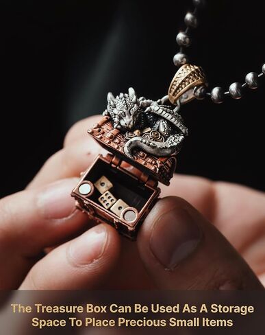 COPPERTIST.WU Dragon Treasure Chest Pendant Necklace Keepsakes Jewelry Gift for Men Women,Brass&Copper&Bronze in Saudi Arabia