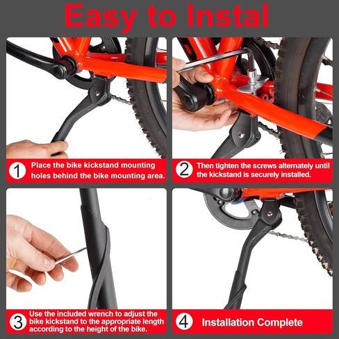 RUTU Bike Kickstand 24"-29",Adjustable Adult Bicycle Kickstand for Ebike,Mountain Bike,Fat Tire Bike,Non-Slip Sole Kick stand in Saudi Arabia