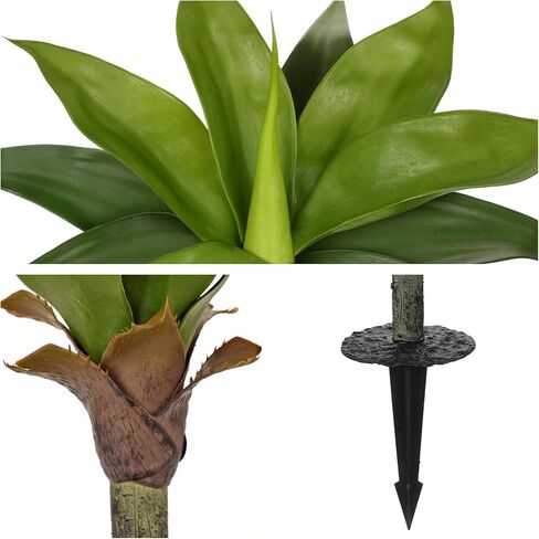 Oairse Artificial Agave Plants with Ground Spike - 15.7" Fake Agave Succulent Plant Realistic Faux Succulents UV Resistant Greenery for Indoor Outdoor Planters Porch Home Garden Yard Decor, Set of 2 in Saudi Arabia