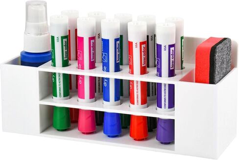 حامل أقلام تحديد جاف مغناطيسي من الأكريليك، حامل أقلام تحديد مغناطيسي شفاف 10 فتحات، تخزين مغناطيسي للسبورة البيضاء، ملحقات منظم خزانة المكتب، المكتب، الفصل الدراسي، المنزل in Kuwait