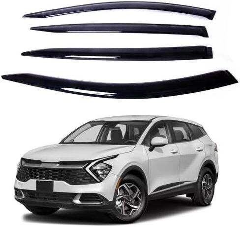 Fits for KIA Sportage 2023 2024 2025; Premier 2mm-Thick, Safe Sun, Rain, Wind Deflector, Front & Rear Window Vent Visors, Tape-On Outside-Mount,4-Pcs in Saudi Arabia
