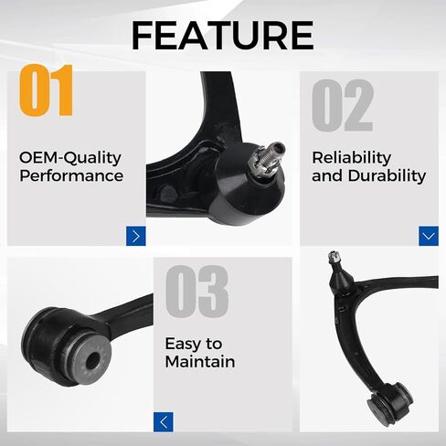 MACEL 10 قطع RK80669 RK80670 ذراع التحكم العلوي الأمامي مناسب لـ 07-14 كاديلاك إسكاليد/ESV/تاهو/XL 1500، 07-13 EXT/تشيفي أفالانش/سيلفرادو 1500/جي إم سي سييرا 1500/يوكون مع مفصل كروي، وصلة شريط سواي in Kuwait