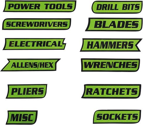 12PCS Magnetic Tool Box Labels,Car Accessories Magnetic Toolbox Labels,Automotive Tools,Universal General Tool Box Organize Accessories,Suitable for Steel Toolboxes (Orange, B Style) in Kuwait