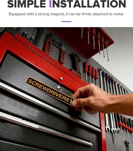 12PCS Magnetic Tool Box Labels,Car Accessories Magnetic Toolbox Labels,Automotive Tools,Universal General Tool Box Organize Accessories,Suitable for Steel Toolboxes (Orange, B Style) in Saudi Arabia