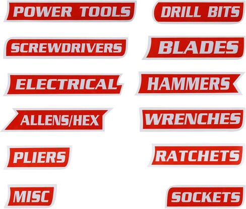 12PCS Magnetic Tool Box Labels,Car Accessories Magnetic Toolbox Labels,Automotive Tools,Universal General Tool Box Organize Accessories,Suitable for Steel Toolboxes (Orange, B Style) in Saudi Arabia