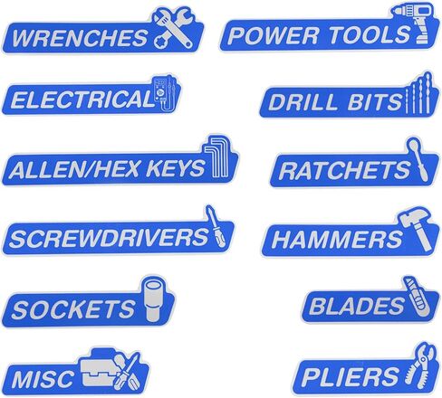 12PCS Magnetic Tool Box Labels,Car Accessories Magnetic Toolbox Labels,Automotive Tools,Universal General Tool Box Organize Accessories,Suitable for Steel Toolboxes (Orange, B Style) in Saudi Arabia
