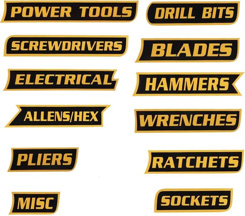 12PCS Magnetic Tool Box Labels,Car Accessories Magnetic Toolbox Labels,Automotive Tools,Universal General Tool Box Organize Accessories,Suitable for Steel Toolboxes (Orange, B Style) in Saudi Arabia