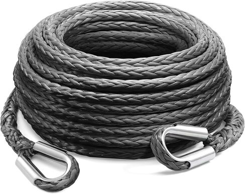 Kolvoii Winch Rope Extension 1/4" x 50ft 10,000 Lbs, Synthetic Winch Extension Line Cable for Off Road Vehicle ATV UTV Truck etc(Grey) in Kuwait