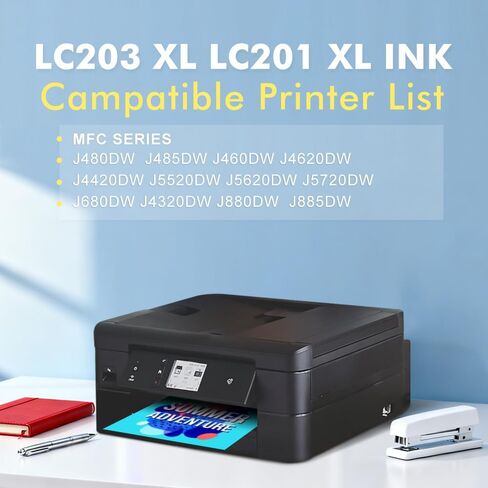 خراطيش حبر LC203XL بديلة لطابعة Brother LC203 XL LC201 LC203BK تعمل لطابعة Brother MFC-J480DW MFC-J485DW MFC-J460DW MFC-J4620DW MFC-J4420DW (BK/C/M/Y، 4 عبوات) in Saudi Arabia