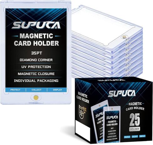 حامل بطاقة مغناطيسية 25 قيراط 35PT، حامل بطاقة تعمل باللمس لبطاقة التداول، واقيات البطاقات من البلاستيك الصلب، حافظة عرض لأكمام البطاقات لبطاقات البيسبول الرياضية in Kuwait
