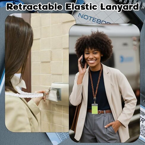 5 قطع من الحبل Scrunchie لشارات الهوية، حبل للمعلم قابل للتمدد مع 10 حاملات هوية مقاومة للماء، حبال بنجي مرنة قابلة للسحب، تصميم منفصل آمن للنساء in Kuwait