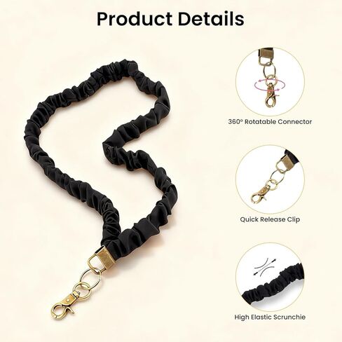 4 Pcs Scrunchies Teacher Lanyards for ID Badges and Keys Cute Stretchy Neck Keychain with ID Holders for Women in Kuwait