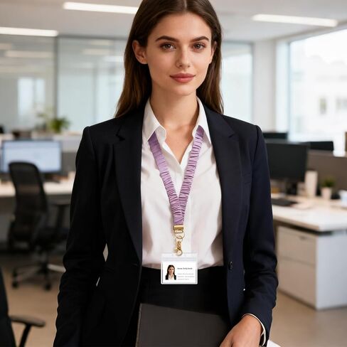 4 Pcs Scrunchies Teacher Lanyards for ID Badges and Keys Cute Stretchy Neck Keychain with ID Holders for Women in Kuwait