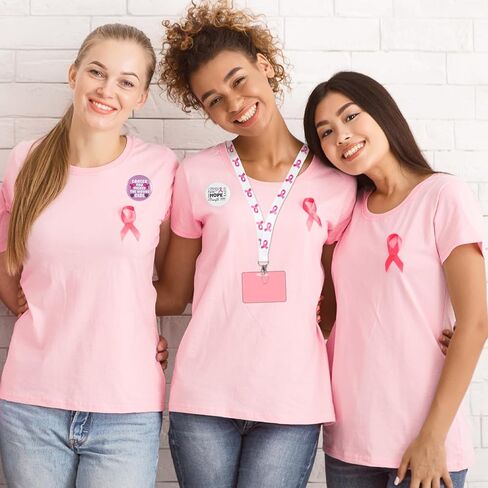 78 Pcs Breast Cancer Awareness Accessories, Breast Cancer Awareness Gifts Set Include Pink Ribbon Pins Rubber Bracelets Buttons Badges Lanyard Stickers for Breast Cancer Charity Event Party Supplies in Kuwait