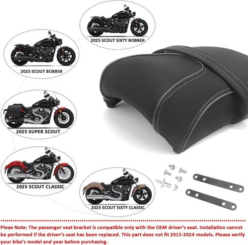 Passenger Seat Compatible With 2025 Indian Scout Bobber Accessories, 2025 Scout Sixty Classic/Scout Sixty Bobber Rear Passenger Pillion Seat Cushion Pad in Kuwait