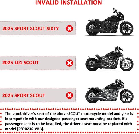 Passenger Seat Compatible With 2025 Indian Scout Bobber Accessories, 2025 Scout Sixty Classic/Scout Sixty Bobber Rear Passenger Pillion Seat Cushion Pad in Kuwait