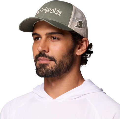 Columbia Unisex PFG Logo Mesh Snap Back, Cypress/Dark Stone/Marlin, One Size in Saudi Arabia