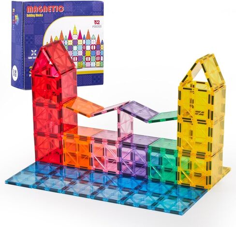 Ryoichi Magnetic Tiles,138PCS Magnet Building Set with 2 Cars,Magnetic 3D Blocks,Construction STEM Learning and Playing Toys for Kids, Montessori Toy for Boys Girls Toddlers 3 4 5 6 7 8 9+ Year Old in Saudi Arabia