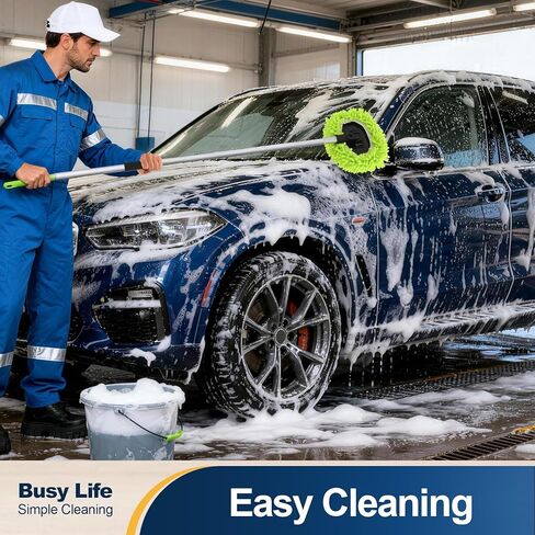 Yocada Car Wash Brush Kit Chenille Microfiber Car Wash Mop Mitt with Long Handle Scratch-Free for Car Cleaning Brush Care Truck RV SUV Boat Windshield Window with 1 Replacement Head 60" in Saudi Arabia