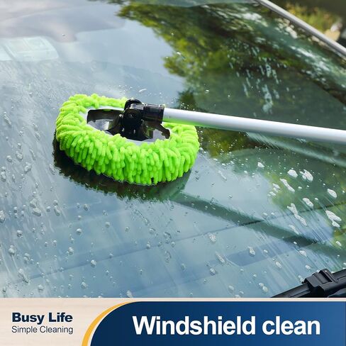 Yocada Car Wash Brush Kit Chenille Microfiber Car Wash Mop Mitt with Long Handle Scratch-Free for Car Cleaning Brush Care Truck RV SUV Boat Windshield Window with 1 Replacement Head 60" in Saudi Arabia