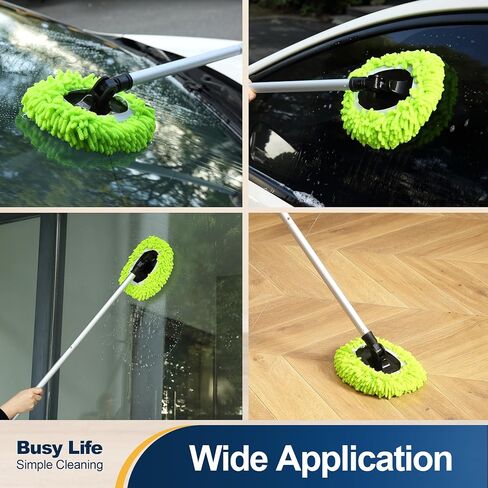 Yocada Car Wash Brush Kit Chenille Microfiber Car Wash Mop Mitt with Long Handle Scratch-Free for Car Cleaning Brush Care Truck RV SUV Boat Windshield Window with 1 Replacement Head 60" in Saudi Arabia