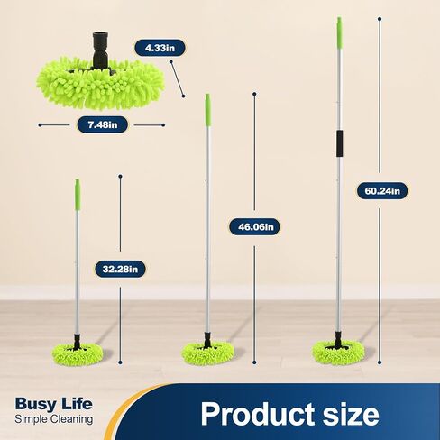 Yocada Car Wash Brush Kit Chenille Microfiber Car Wash Mop Mitt with Long Handle Scratch-Free for Car Cleaning Brush Care Truck RV SUV Boat Windshield Window with 1 Replacement Head 60" in Saudi Arabia