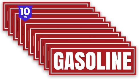 10 × ملصقات لافتات البنزين مقاس 6 × 2 بوصة | ملصقات فينيل ذاتية اللصق، مقاومة للماء، مغلفة بالأشعة فوق البنفسجية للشاحنات، وأغطية الوقود، وخزانات الوقود | الاستخدام الداخلي والخارجي in Kuwait