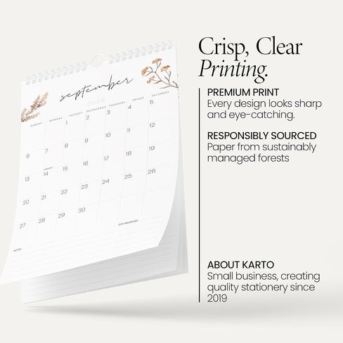 Karto Large-Print Wall Calendar 2026 - Vertical 11x17 inch January 2026 to June 2027 - Big, Easy-to-Read Dates for Senior, Elderly - Flowers in Saudi Arabia