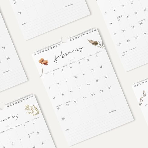 Karto Large-Print Wall Calendar 2026 - Vertical 11x17 inch January 2026 to June 2027 - Big, Easy-to-Read Dates for Senior, Elderly - Flowers in Saudi Arabia