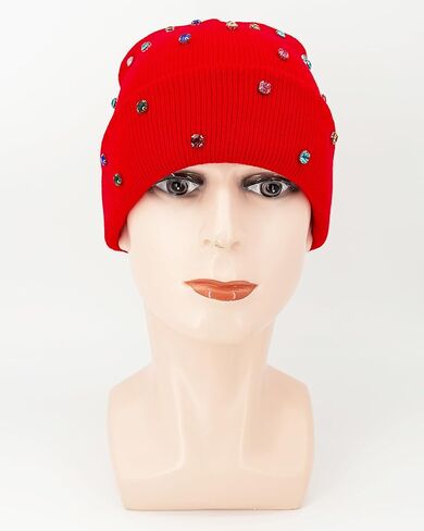 Luxury Bling Rhinestone Hat Winter Club Cuffed Knit Beanie for Women Men in Saudi Arabia
