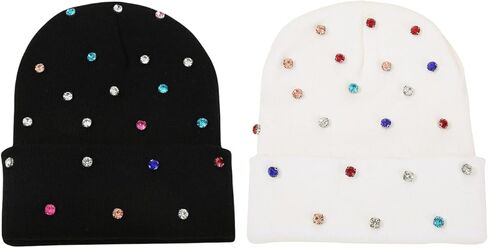 قبعة فاخرة من حجر الراين اللامعة للنادي الشتوي ذات أساور متماسكة للنساء والرجال in Kuwait